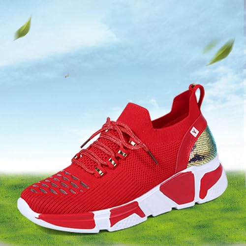 Baskets traditionnelles rouges pour femmes chaussures de sport à lacets - 5