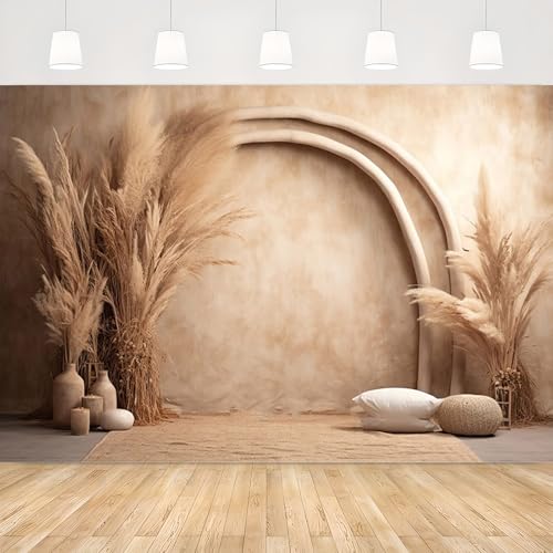 APROPHIC 210x150 cm Boho Fotohintergrund, Pampasgras, Naturlandschaft Foto Hintergrund, Vintage Art Dekoration, Geeignet für Foto, Geburtstagsfeiern,...
