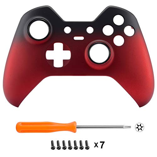 Extremerate Red Shadow Soft Touch Replacement Faceplate Front Shell For Xbox One Elite Controller Model 1698 With Thumbstick Accent Rings - Controller Not Included #TOP2