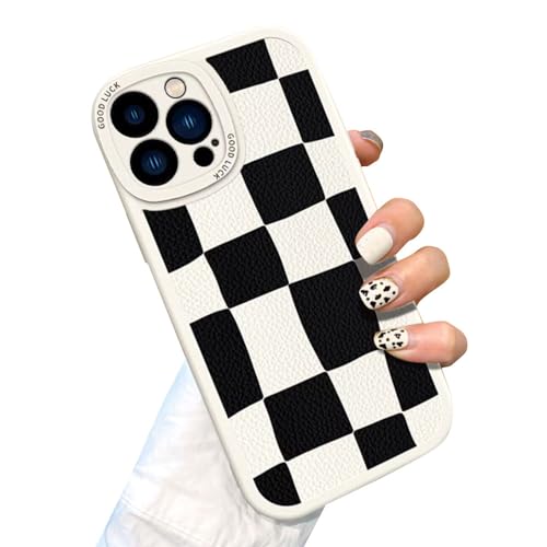 Casechics Compatible with iPhone Case,Aesthetic Design Retro Classic Grids Plaid Checkered Checkerboard Camera Lens Protection Soft Shockproof Cover Phone Case (White,iPhone 15 Pro) by Casechics - Used condition - US$12.02