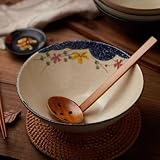 Miska Ramen, zestaw misek do ramenu, japońska miska ceramiczna, zestaw misek do ramen z łyżeczką, pałeczki, miski do zupy 1200 ml, miska na ramen w stylu vintage, miseczki na musli, salaterka