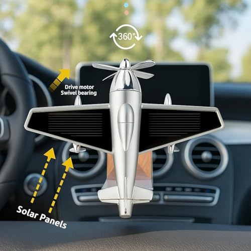Image of SARTE Car Dashboard Decoration Item Solar Airplane Perfume Diffuser Automatic Rotating Jet Air Freshener Unique Solar Powered Car Dashboard Toy and Interior Accessory for Long-Lasting Fragrance