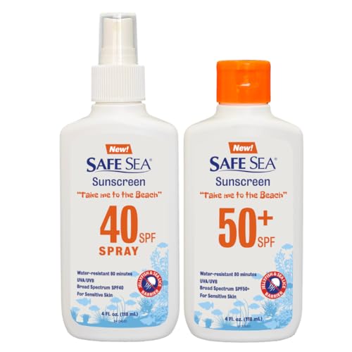 Safe Sea Anti-Jellyfish Sting Protective Lotion - Sunscreen - Sunblock - Sea Lice - Jelly Fish - 50SPF Adults (SPF50 + SPF40)