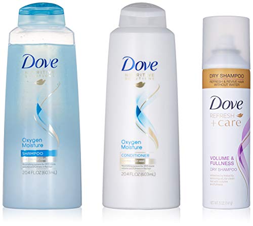 Dove Beauty Set, Oxygen Moisture Shampoo and Conditioner plus Dry Shampoo