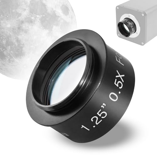 Astromania 1.25" 0.5X Reducer Corrector - C-Mount Standard for C Or CS Mount CCTV Type Cameras with Telescopes - Reduces The Focal Length for Visual and Photographic Use