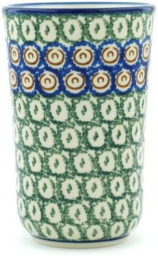 Polmedia Polish Pottery 15 oz Stoneware Tumbler H5330H Hand Painted from Ceramika Artystyczna in Boleslawiec Poland. Shape S957A(076) Pattern P4218A(132X)