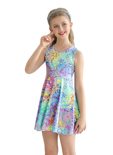 Girls Sleeveless Casual Dress Floral Printed Sundress for Home Party Beach Kindergarten Graduation3