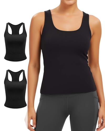 Women's Workout Light Tummy Control Tank Tops Breathable Racerback Athletic Slim Fit Compression Tops