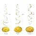 Gold Party Hanging Swirl Decorations Plastic Streamer for Ceiling, Pack of 28