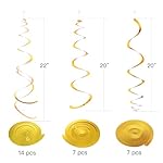Gold Party Hanging Swirl Decorations Plastic Streamer for Ceiling, Pack of 28 - Image 2