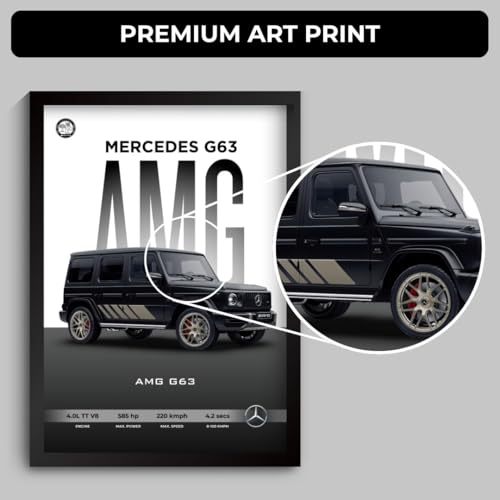 Image of Mercedes G Wagon Poster | Framed G Wagon A4 Sized (31 x 23 cm) | Car Posters for Wall, Gift for Boys, Mercedes G 63 Frame | Supercar Frames | Car Poster for Wall, Bedroom, Hostel, Study Room (F 005)