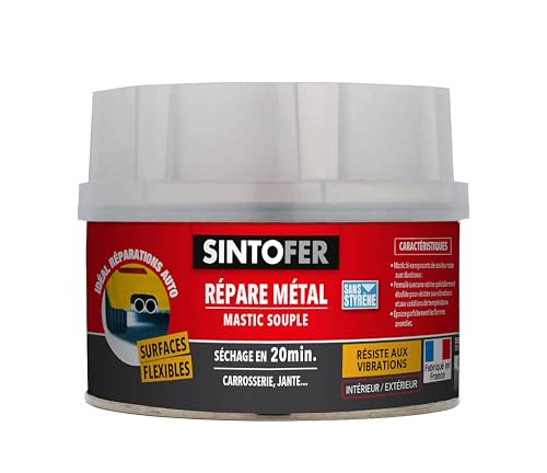 SINTO - Répare Métal - Mastic Souple - Pièces Soumises à Vibrations et Variations de Températures - Ultra Résistant - Adhère sur PVC - Ne Fissure Pas à...