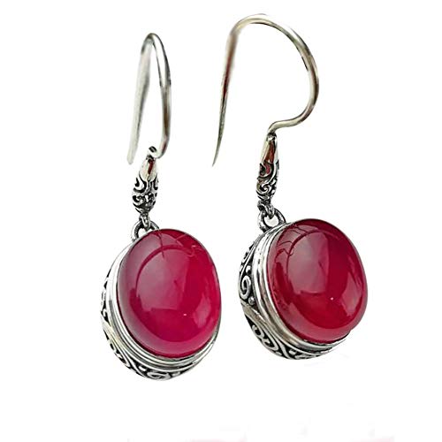 Pendientes colgantes de plata de ley 925 con rubí ideales para tus looks diarios