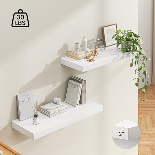 Image of Dreamland 36 inch White Floating Shelves for Wall - Set of 2 aab