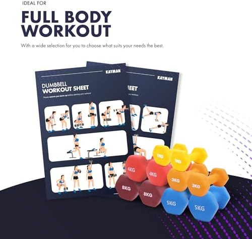 KAYMAN Neoprene Dumbbells Pair with Anti-Slip Grip,Hex Edges,Water-Resistant Surface & Workout Poster-Weight Set for Home, Gym & Fitness (1kg 1.5kg 2kg 3kg 4kg 5kg 6kg 7kg 8kg 9kg 10kg) - View 8
