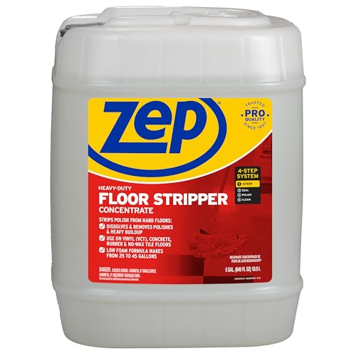 Zep Heavy-Duty Floor Stripper Ammonia Free Concentrate - 5 Gallon (1 Pail) ZULFFS5G - Dissolves and Removes Polish and Heavy Buildup from Hard Floors, Use on Vinyl (VCT), Concrete, Rubber, and No-Wax