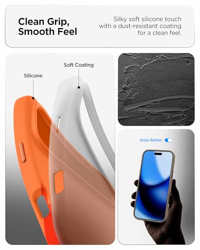 Image of Spigen Silicone Fit MagFit Back Cover Case for iPhone 17 Pro Max, MagSafe Compatible, Refined Smooth Feel - Silicone | Cosmic Orange