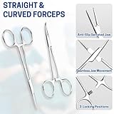 WISEPRO 2 Pcs Piercing Pliers Set - Straight & Curved Clamps, Self-Locking Forceps with Serrated Jaw for DIY, Fishing, Pet Grooming, Suturing - Rustproof Stainless Steel - Image 5