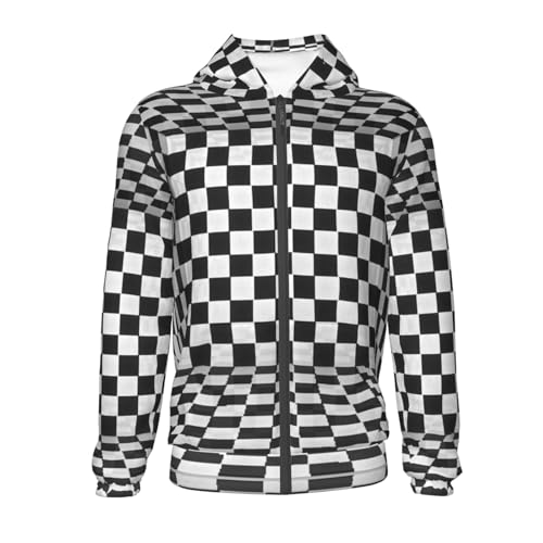 3d Black and White Chessboard Kids Pullover Hoodies Boys Zip Up Sweatshirts Girls Athletic Clothes with Pocket2