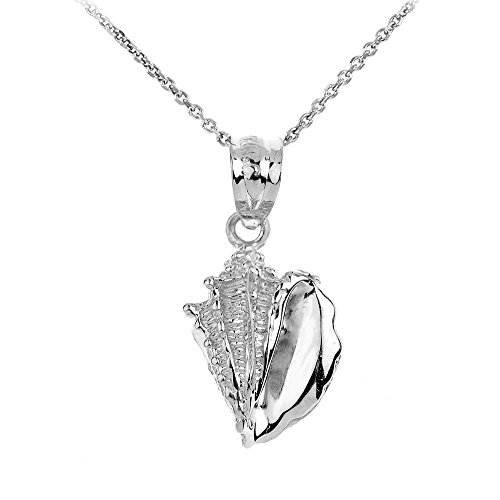 925 Sterling Silver Sea Shell Charm Pendant Necklace, 20 