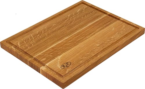 B4K® 40х30 cm Tabla de cortar de roble | Superficie antibacteriana | Engrasada | surcos de zumo | utilizable por ambos lados | Tabla de trinchar | Tabla de cocina | Tabla de cortar | Tabla de desayuno