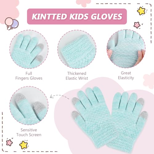 Image of Kids Winter Hat Gloves Scarf Set,Toddler Girls Winter Hat Kids Beanie with Pom Neck Warmer Gaiter Mittens Fleece Lined Set