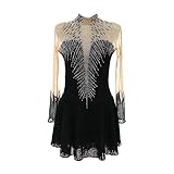 Vestido De Patinaje Sobre Hielo De Manga Larga Personalizable For Niñas, Vestidos De Prueba De Patinaje Artístico, Uniformes Giratorios Transpirables(XXS)