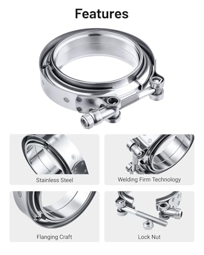 Image of EVIL ENERGY 3.5 Inch V Band Clamp with Flange Male Female Stainless Steel 2PCS