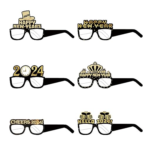Óculos de Ano Novo 2024 | Chapéus e óculos para comemoração de festa para 2024 | Adereços de cabine