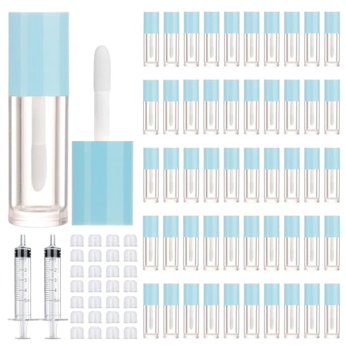 DupakSYS 50 PCS 2.5ml Blue Empty Lip Gloss Tubes with Wand for Lipgloss