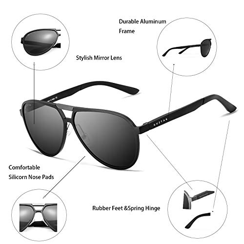 GUZTAG Polarized Aviator Sunglasses For Men Women Aluminum Frame UV400 Lens G98204