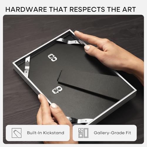 Image of Homeforia 6x6 Silver Picture Frame, High-End Metal, 4x4 Mat, Glass | High End Aluminum, Tempered Glass, Acid-Free 4x4 Removable Mat, 6x6 in Edge-to-Edge Display 6x6, Wall Kit, Set Of 3