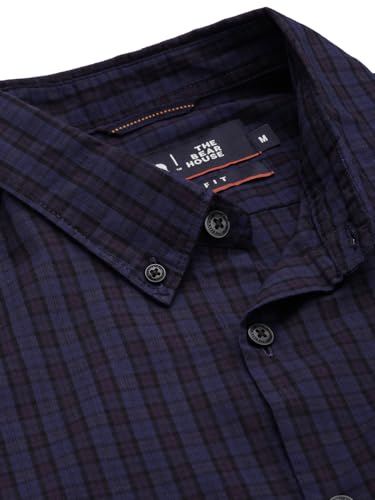 Image of THE BEAR HOUSE Men's's Checkered Button Down Casual Shirt | Blue | TBH-Acura-BL