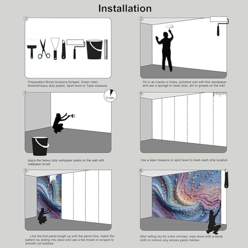 Papier peint vagues rose et bleu pour masquer un grand mur blanc - 8