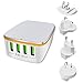 Produktbild P Reiseadapter für England/USA/EU/AU/CN/Thailand,USB Ladegerät mit 4 USB Port Schnell Ladestecker 22W/4.4A universal Adapter Austauschbarer USB Stecker Reise Netzteile für iOS, Android