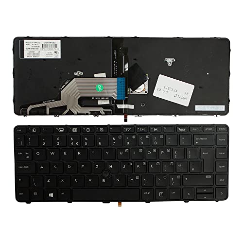 Clavier PC portable compatible HP 6037B0114503 noir rétroéclairé avec cadre et aiguille