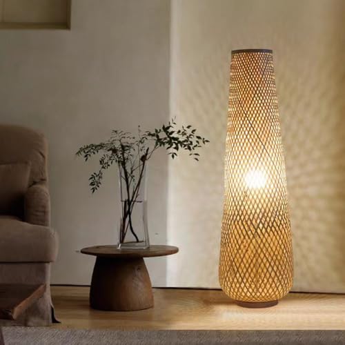 Hand-Woven Bamboo Floor Lamp for Living & Bedroom