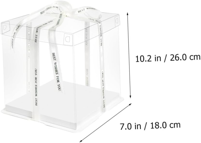 ARTIBETTER 5pcs 8-inch Cake Box with Lid Food-grade Plastic Cake Carrier for Birthday Storage and Safe Transport Portable Dessert Packaging Container with Ribbon