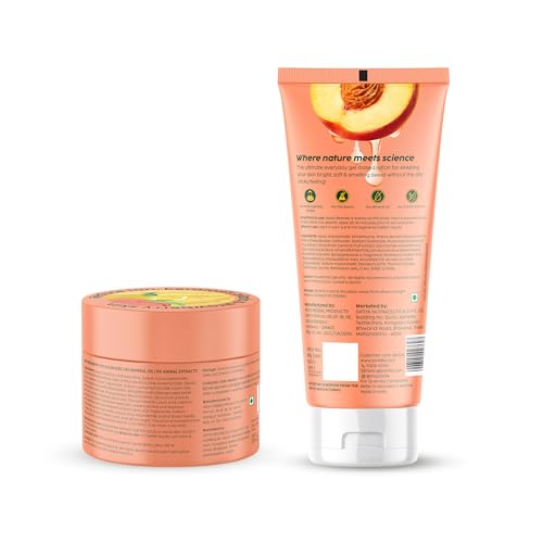 Image of PLIX - THE PLANT FIX | Peaches & Lemon Detan Bump Eraser Scrub (200g) & Detan Body Lotion SPF 15 (200ml) | Removes Tan & Restores Skin's Moisture, Reduces Dark Spots, Uneven Skin Tone