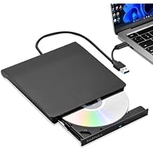 ROOFULL External CD DVD Drive for Windows 11/10/7 Laptop PC, USB 3.0 & USB-C CD DVD ROM Reader Writer +/-RW Disc Drive Burner Player Compatible for Windows OS Laptop Desktop Computer