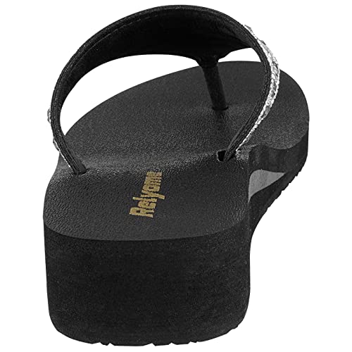 Womens Rhinestones Flip Flops Arch Support Mid Platform Bling Comfortable Flip-flops Jewel Dressy Thong Sandals4