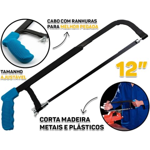 Arco De Serra Lâmina Regulável Profissional Cortar Madeira Metal Plástico 10 A 12 Polegadas