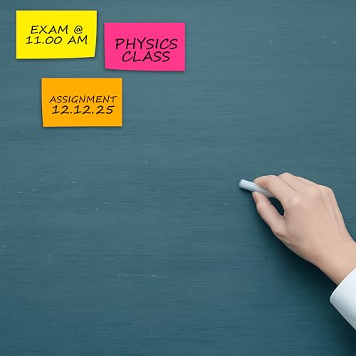 Image of Cubic Prompt Neon Sticky Notes|10cm x 7.5cm| Pack of 2 | Multicolor Sheets | Self-Adhesive Notepad for Office, School, Home, Reminder & Memo Pad|Bright Fluorescent Colors|100 Sheets Each