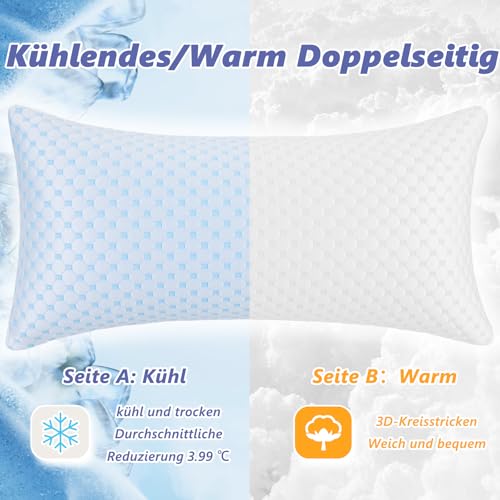 KUFIKUF Kopfkissen 40x80 - Kissen Mikrofaser Weiches Atmungsaktiv für Allergiker, Höhenverstellbar Schlafkissen Seitenschläfer & Bauchschläfer Rückenschläfer, Ergonomisches Kissen für Nackenschmerzen – Bild 4