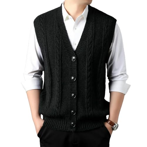 Cardigan sans manches jacquard pour homme avec boutons stylés