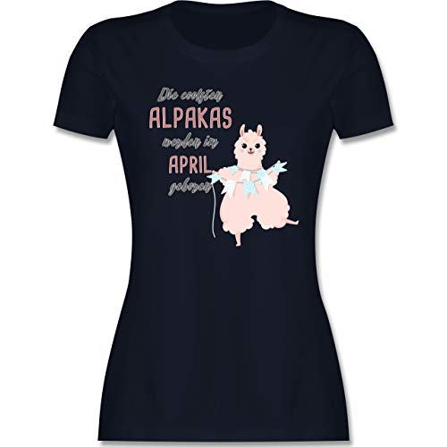 Geburtstag - Die coolsten Alpakas Werden im April geboren - S - Navy Blau - Die coolsten Alpakas Werden im April geboren - L191 - Tailliertes Tshirt für Damen und Frauen T-Shirt