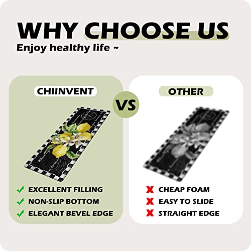 Chiinvent Lemon Kitchen Mat Set Of 2 Anti Fatigue Kitchen Rugs Black And White Buffalo Plaid Comfort Standing Cushioned Kitchen Rugs And Mats Set For Kitchen Sink Laundry Room Office thumb #6