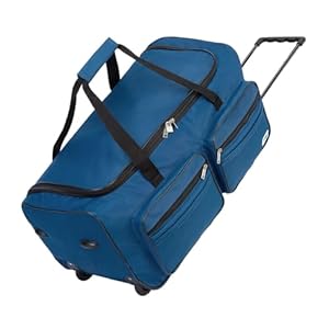MONZANA® Reistas Sporttas Donkerblauw 85 Liter met Trolley-Functie wielen Telescopisch handvat 70x36x34cm Grootte XL Bagagetas Bagage Duffle Bag