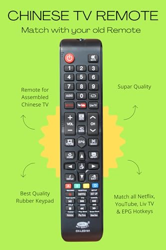 Image of Replacement Remote for Chinese LED TVs LED 161 Compatible with Cemex /to-Shiba /eAirtec /Treeview /Wisdom /Sam Sung | Non Voice | Please Match The Image with Your Old Remote (China LED 161)