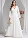 Ever-Pretty V Neck Long Sleeves Applique Chiffon Plus Size Long Ball Gown Formal Evening Dress for Women Cream US26